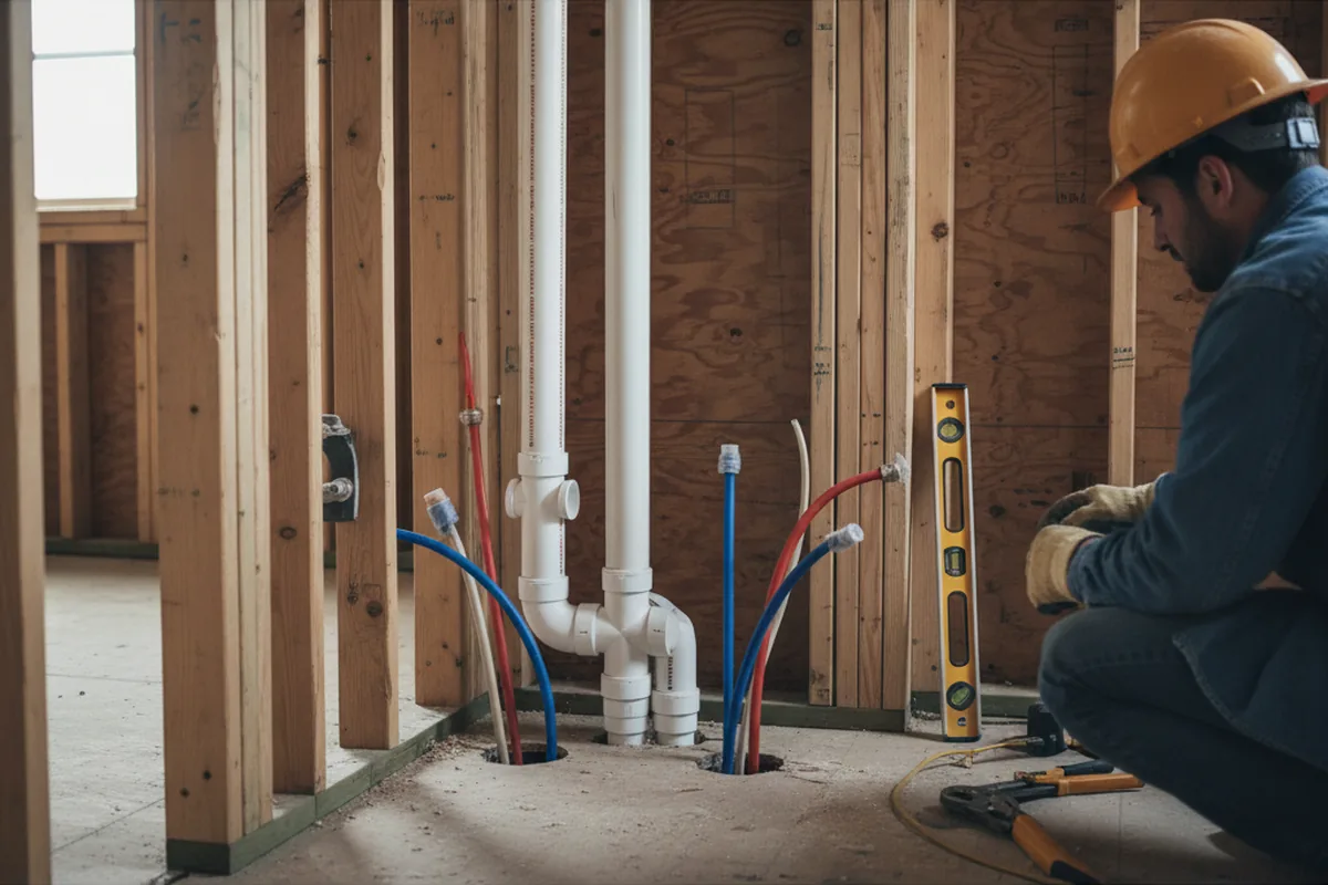 Drain and supply rough-in during Drain Cleaning in Orinda